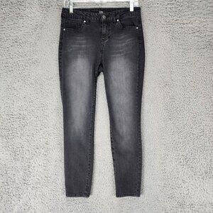 Poured In Blue Jeans Womens 4 Black Stretch Mid Rise Skinny